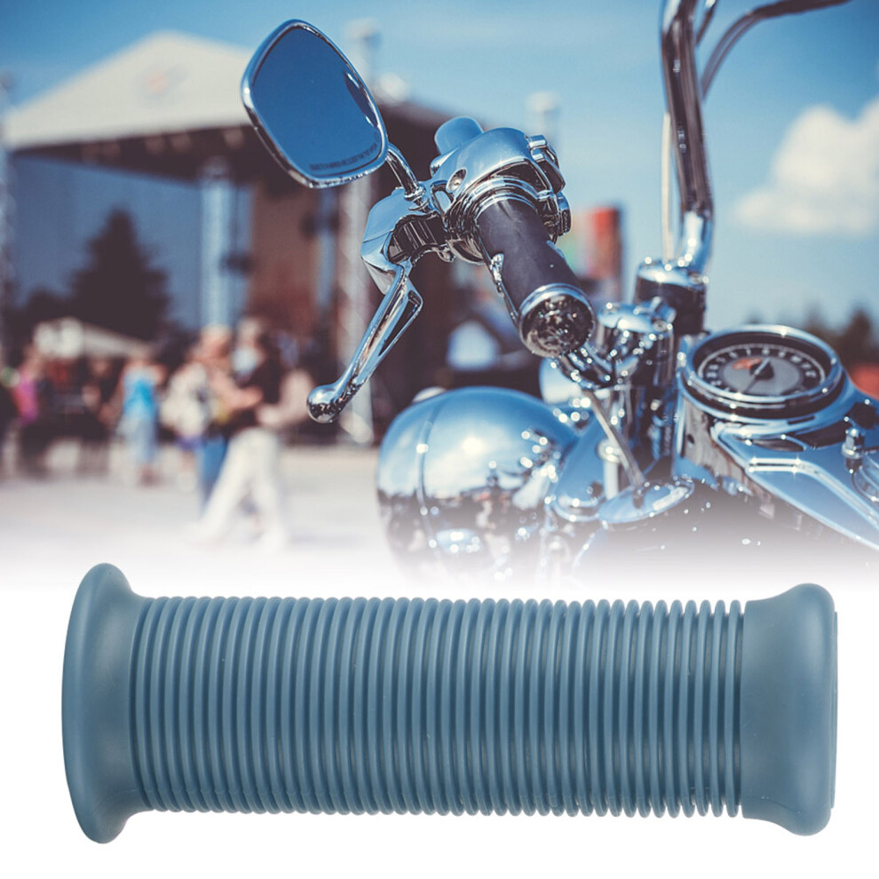 Motorcycle Handlebar Grip 1Inch 25Mm Tpu Vintage Universal Fit Grey/Blue 7901390793004