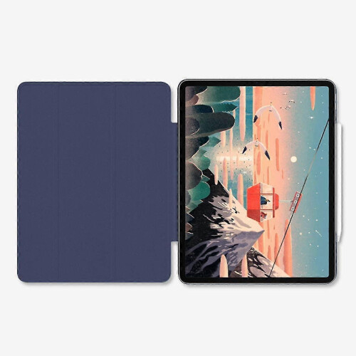 (BLUE) Protective Case For iPad Pro 12.9inch Case With Pencil Holder 2