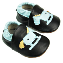 Black Leather Baby Shoes 612 Months Comfortable Soft Leather Flexible Suede Sole for Walking