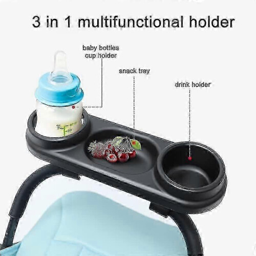 Universal Stroller Snack Tray with Cup Holder,stroller Organizer,removable Nonslip Grip Clip for Stroller Bar (black) 1