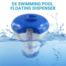 5st Pool Floating Chlorine Tablet Dispenser med Termometer Automatisk Pill Box Spa Pool Tillbehör