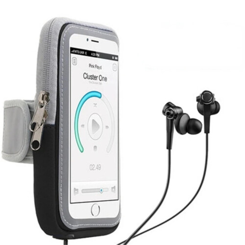 2Pack Waterproof Running Armband Phone Holder for 6 Inch iPhone and Android, Adjustable Gray 2