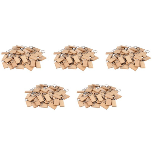 250 Blank Wooden Keychain Rectangular Engraving Key ID Can Be Engraved DIY