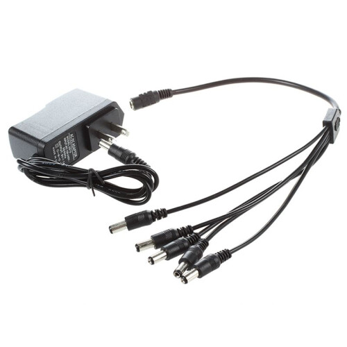4X 9V Effect Pedal Power AC  Adapter US Plug with 5 Way Chain Splitte Cable 1