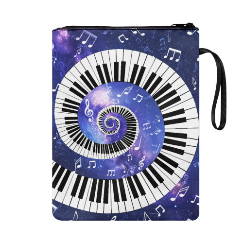 Piano Design Polyester Book Cover with Zip - 22 x 29 cm 1