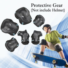 (L, Blue) 6PCS Kids/Adults Safety Skateboard Gear: Wrist, Elbow & Knee Pads for Roller/Cycling/Scooter