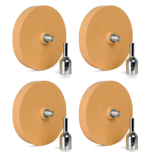 8x Removedor de Decalque de Roda de Borracha de 3,5 Polegadas com Adaptador Removedor de Adesivo de Roda de Borracha com Adaptador Roda de Borracha 1