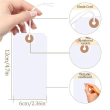 240 Pcs Gift Tags with Elastic String,Blank Shipping Tags Large Marking Gift Bags Tags Writable Price Tags Inventory Tag