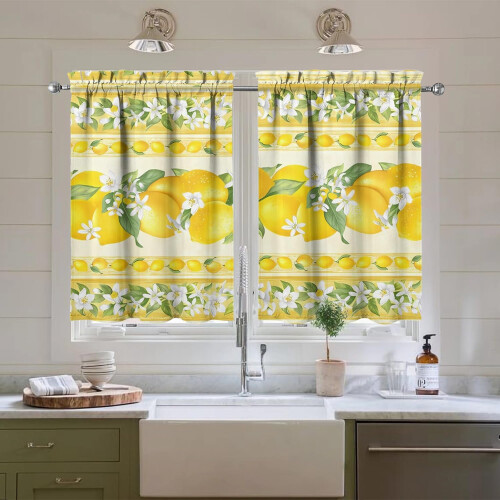 Lemon Kitchen Curtains Set 3-Piece 54x36 inch 1