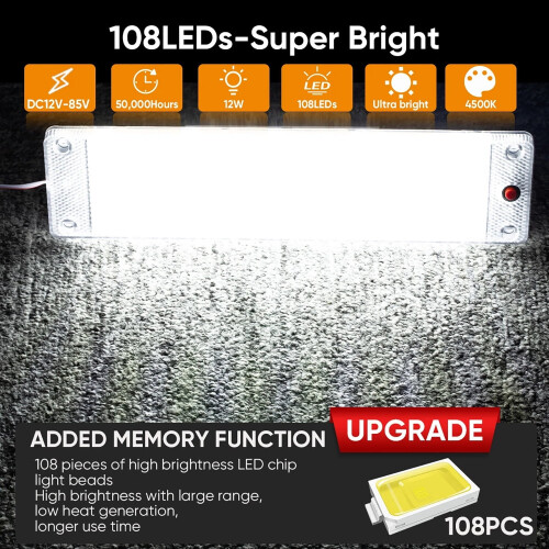 Car Interior Dome Light 12V 108-LED 300LM White 4-Pack 1