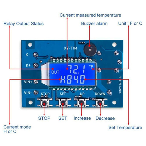 2X 12V  Digital Temperature Controller, WiFi APP Control High Temperature Control Module -99 Celsius-999 Celsius 24V 1