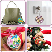 720 Pieces Sublimation Blanks Keychain Set Round Key Rings Sublimation Ornament Blanks Heat Transfer Keychain Tassels