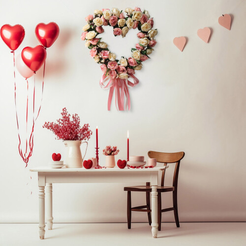 Silk Rose Heart Wreath Fabric Garland 1 Pack 2