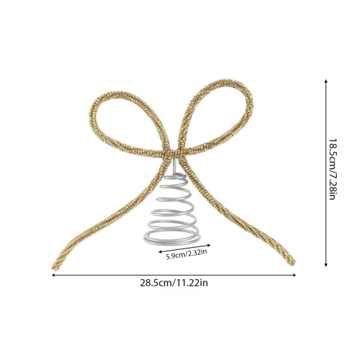 Metal Rhinestone Bow Tree Topper 7.28x11.22in 2