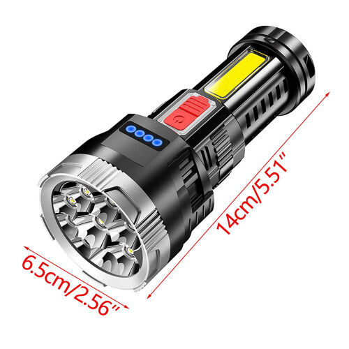 PWPSG LED flashlight rechargeable black ABS waterproof 2