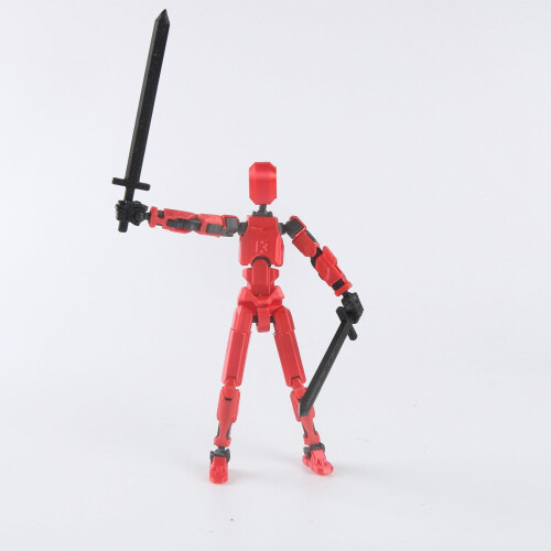 Figurine articulée Dummy13 - Rouge, imprimée en 3D, 13 points d'articulation 2