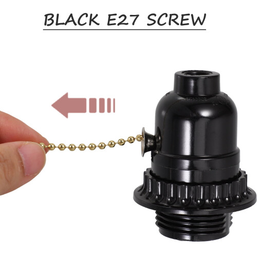 EXHUMKY Mlins Black ABS Round Pull Chain Solution for Ceiling Light Fixture 1Set 1
