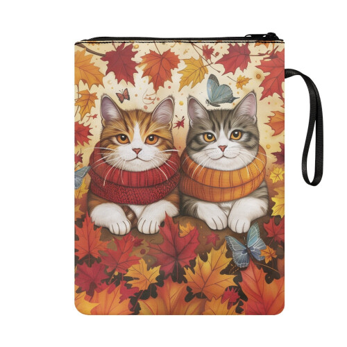 Cat and Maple Leaf Book Cover Waterproof Polyester 1
