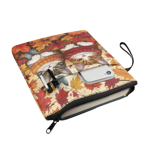 Cat and Maple Leaf Book Cover Waterproof Polyester 2