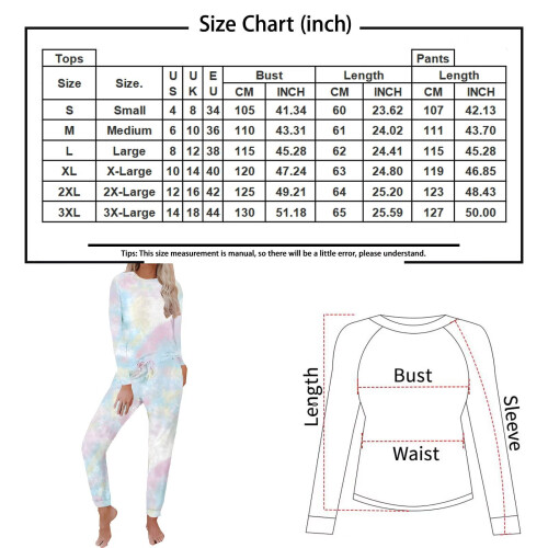 Women's Tie-Dye Long-Sleeve Two-Piece Pajama Set 1