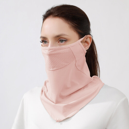 Solbeskyttende skjerf med ørestropper, pustende polyester, 1