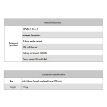 For WalnutPi ZeroW Expansion Board 100M Ethernet Port 2XUSB2.0 3.5mm Audio Output with Acrylic Base
