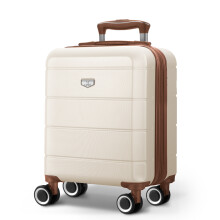 LUGG 15 Inch Jetset Lightweight Travel Cabin Bag ABS Shell Protection 45x36x20cm, Cream and Brown
