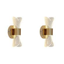 2X Gold Acrylic Wall Sconce, Decorative Led Wall Lamp with 3 Color Temperature Options , for Hallway & Bedside Lamp