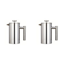 2X Stainless Steel French Press Coffee Maker 600ML Double Wall Insulated French Press Tea Brewer Coffee Press
