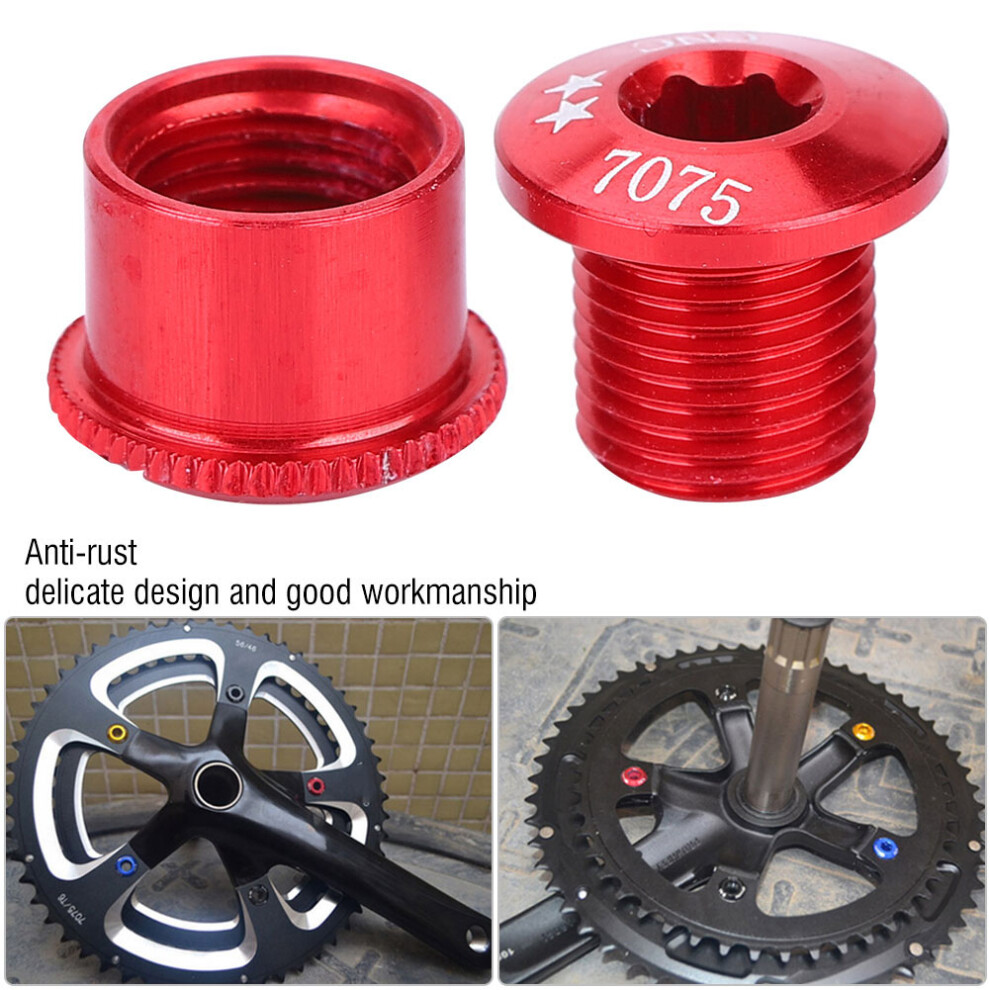 5Pcs Bicycle Chainring Bolts Kit Red 7Mm For Single & Double Speed 9441390797407