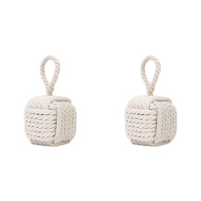 2X Decorative Door Stoppers - Cute Rope Knot Design, Heavy Duty Weighted Doorstop with Inside Mount for Home & School