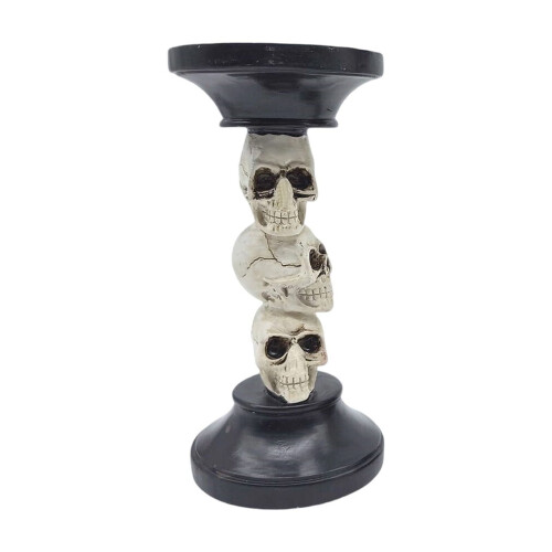 Halloween schedel kandelaar van hars, 23,3 cm 1