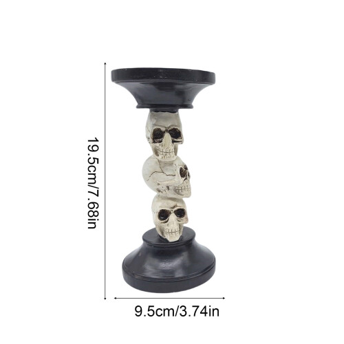 Halloween schedel kandelaar van hars, 23,3 cm 2