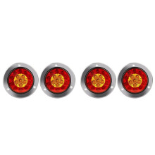 4Pcs Red/Amber 16 LED 4 Inch Round Truck Trailer Brake Stop Turn Signal Tail Lights Waterproof 12-24V