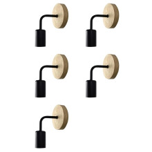 5X Applique Murale en Bois Applique Vintage Applique Murale Luminaire E27 Lampe de Chevet Rétro Décor Industriel Salle à Manger Chambre Lumière