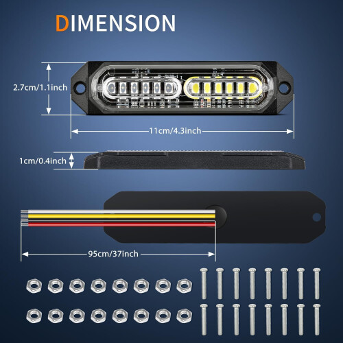 8 τεμάχια φώτα LED strobe, 12LED πράσινο/λευκό, 12V/24V, επιφανειακή τοποθέτηση, εξαιρετικά 1