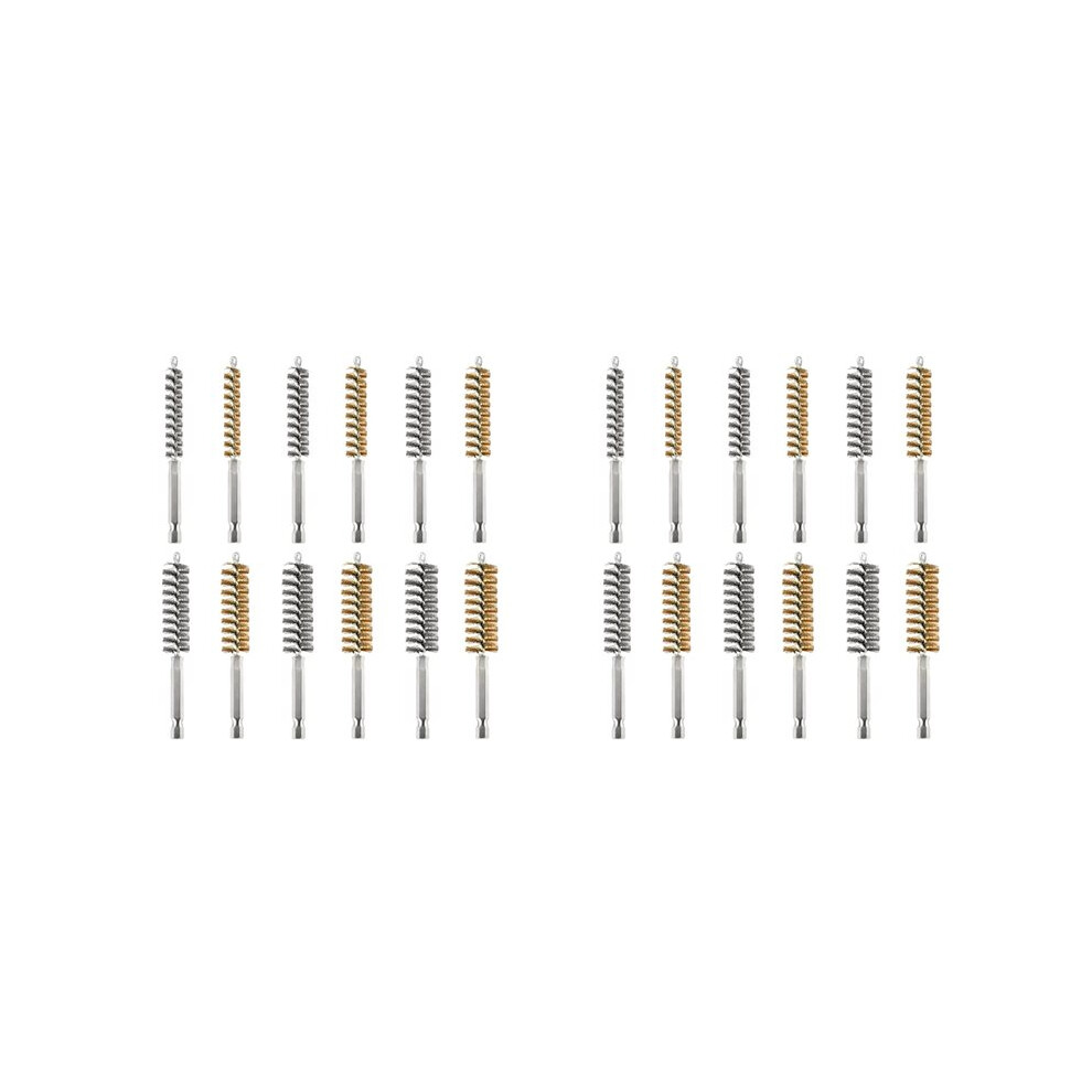 24Pc Wire Bore Brush Bore Cleaning Brush Brush Set Stainless Steel Wire Twisted Brush For Drill Impact Driver In 6 Sizes 6034256541400