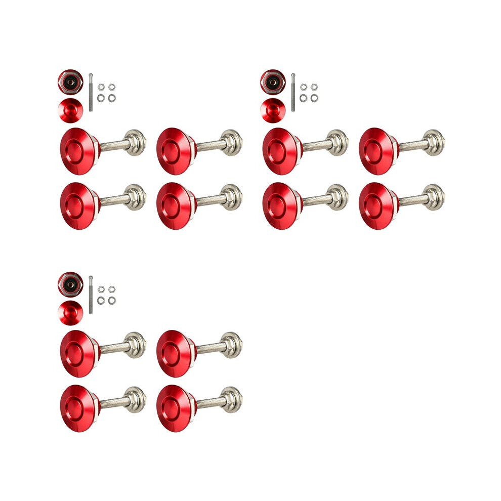 12X Quick Release Push Hood Button Car Pin Bonnet Lock Bumper Clip Latches Red 4714134671741