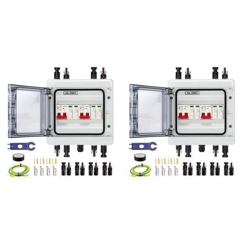 2X Solar Combiner Box with Multi-Layer Protection, Surge Protection PV 2 Input 2 Out DC40A Isolator , IP65