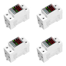 4X 220V Adjust Voltage Relay over Under Voltage Protector over Current Limit Wattm KWH Meter 40A
