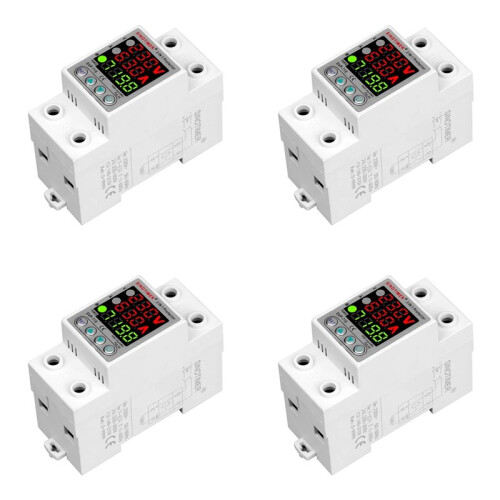 4X  220V Adjust Voltage Relay over Under Voltage Protector over Current Limit Wattm KWH  Meter 40A
