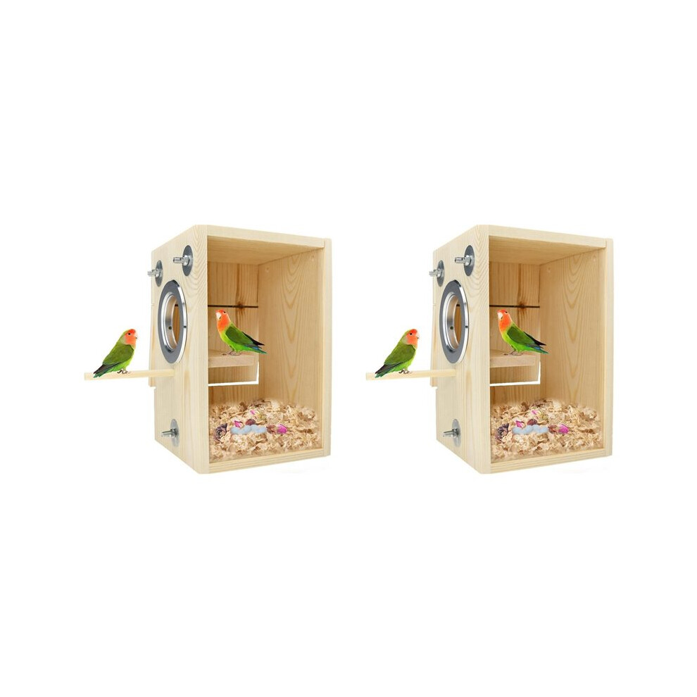 Semoic 2X Bird Nest Box Parakeet Breeding Nest Box Bird Nest House Wooden Acrylic Transparent Breeding Box For Cockatiel