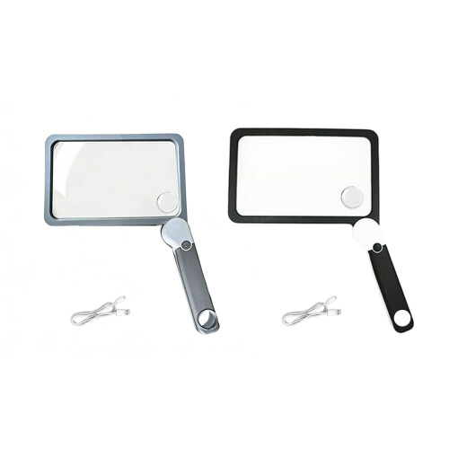3X Folding Handheld Magnifying Glass with 72 LED Light-black 1