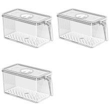 3X Handle Refrigerator Storage Box Food Grade Kitchen Organizer for Vegetables Eggs Freezer Safe Container with Lid