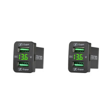2X Connecteur de Charge Rapide à Double Port USB pour Prise de Chargeur de Voiture Encastrée pour 12-24 V, Accessoires de Voltmètre Automobile