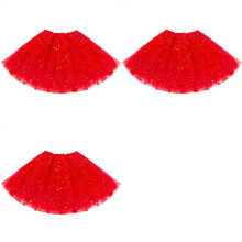 3X Girls Tutu Skirts Star Sequin Princess Dresses 3 Layers Ballet Dance Toddler Baby Tulle Tutu Skirt,Red