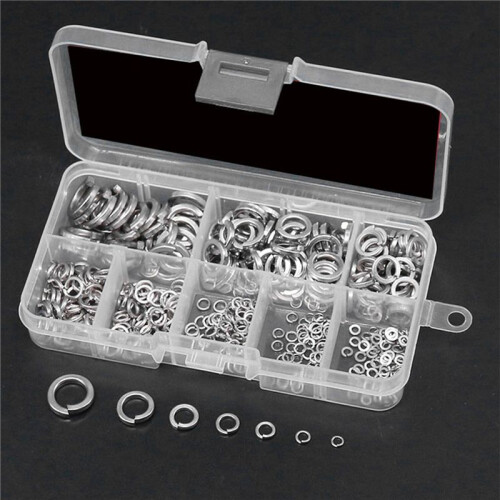 Spring Lock Washer,304 Stainless Steel Spring Lock Washer Assortment Set (1230-Pcs,8-Size) 2
