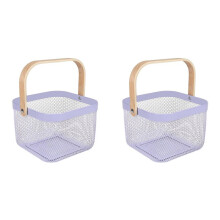2X Metal Mesh Basket, Multi-Functional Hanging Kitchen Baskets Fruit Basket with Handle