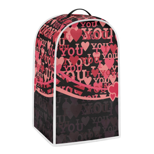Red Heart Pattern Foldable Polyester Mixer Cover with Machine Washable for Home Kitchen Indoor 1