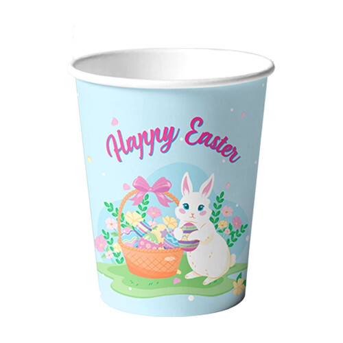 Easter Disposable Paper Cups Bunny Design Blue 10pcs 1